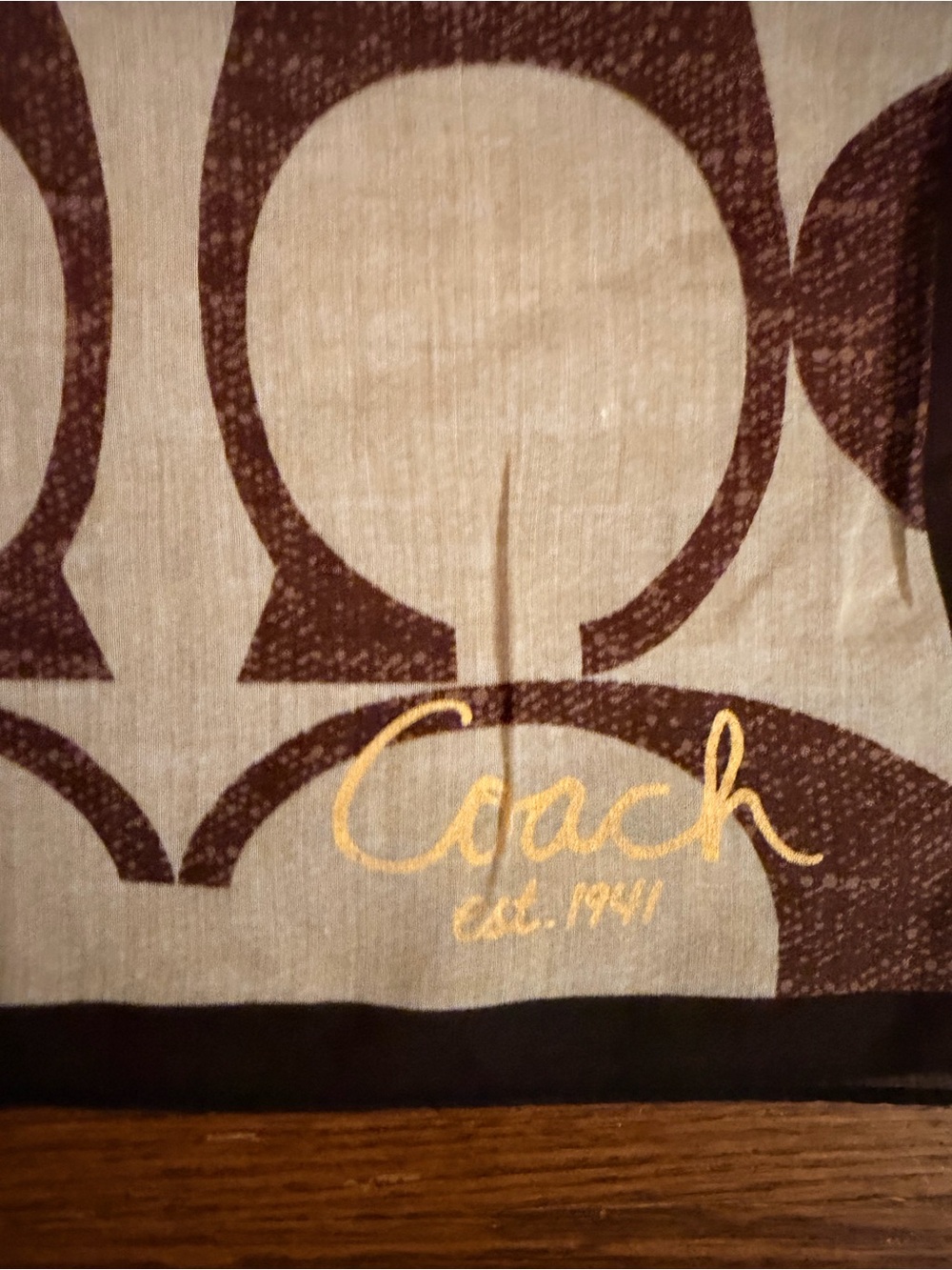 Vintage Coach Signature C Silk/Cotton Blend 27” Scarf - Picture 5 of 9